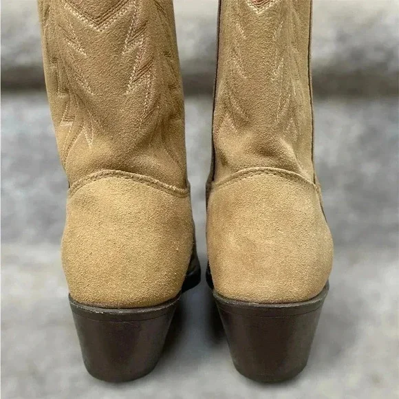 Vintage Texas Boot Co. Suede Cowboy Embroidered Boots – Style 4906 Tan Women’s 7 - Picture 6 of 10